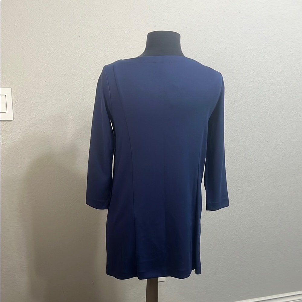 J. Jill Blue Sheath Dress with Bateau Neckline and Slit